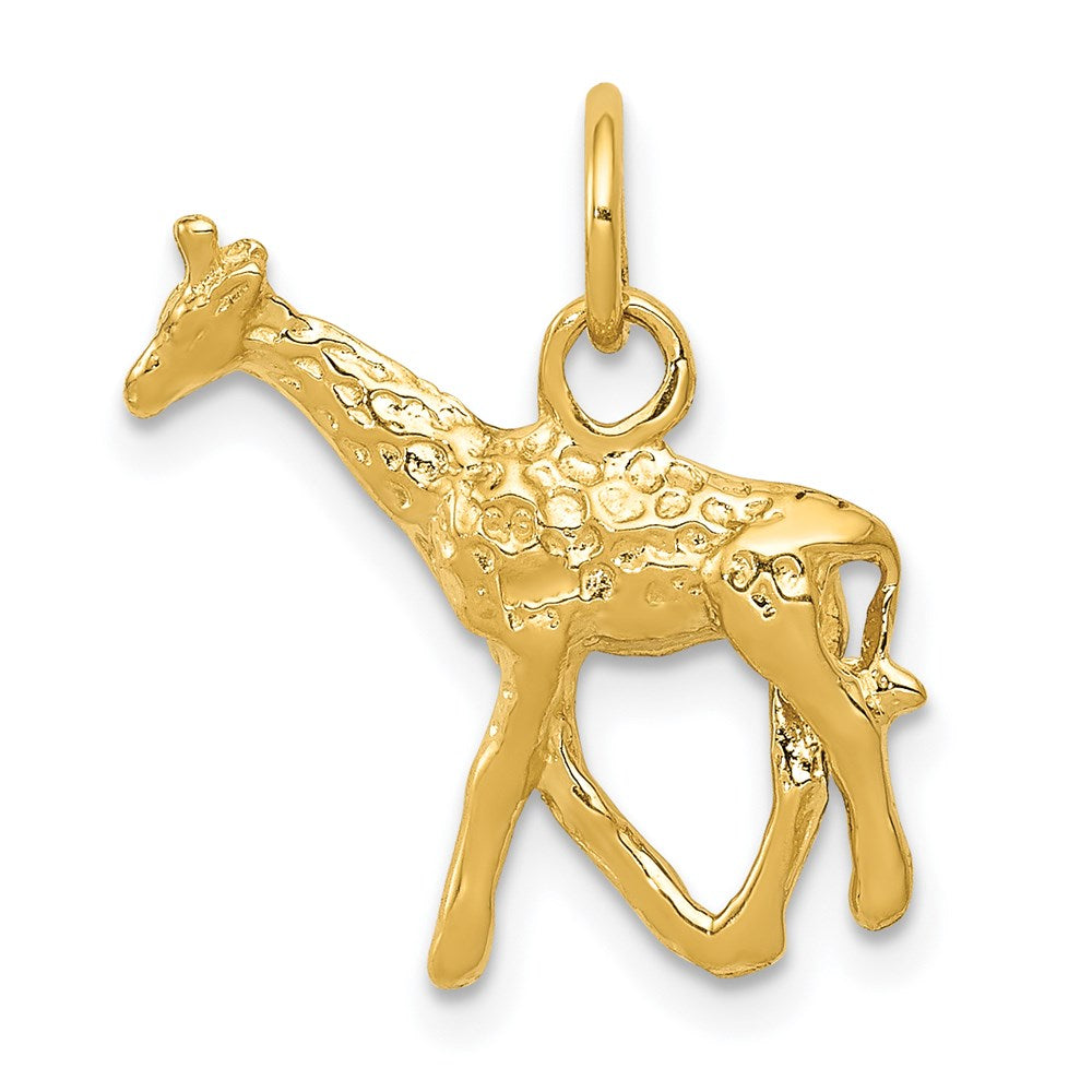 14k Solid Polished 3-D Giraffe Charm, 19 x 17 mm
