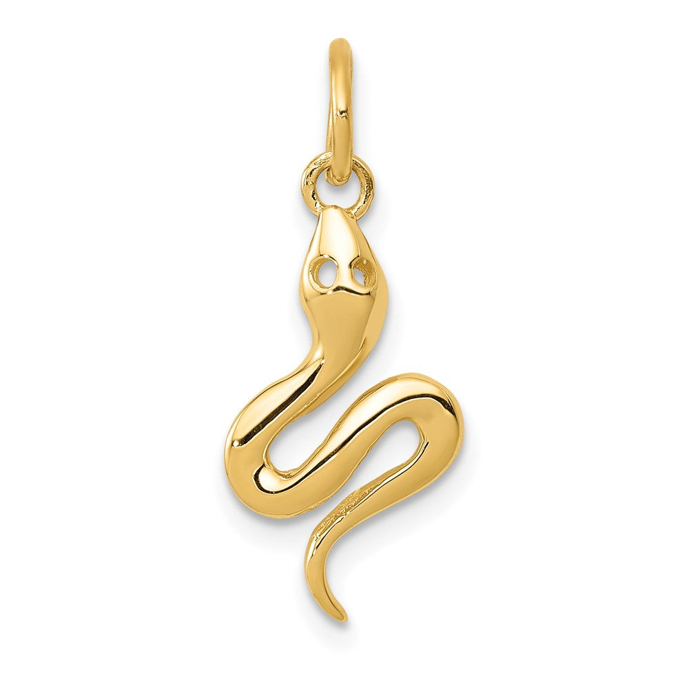 14k Solid Polished Snake Charm, 21 x 9 mm
