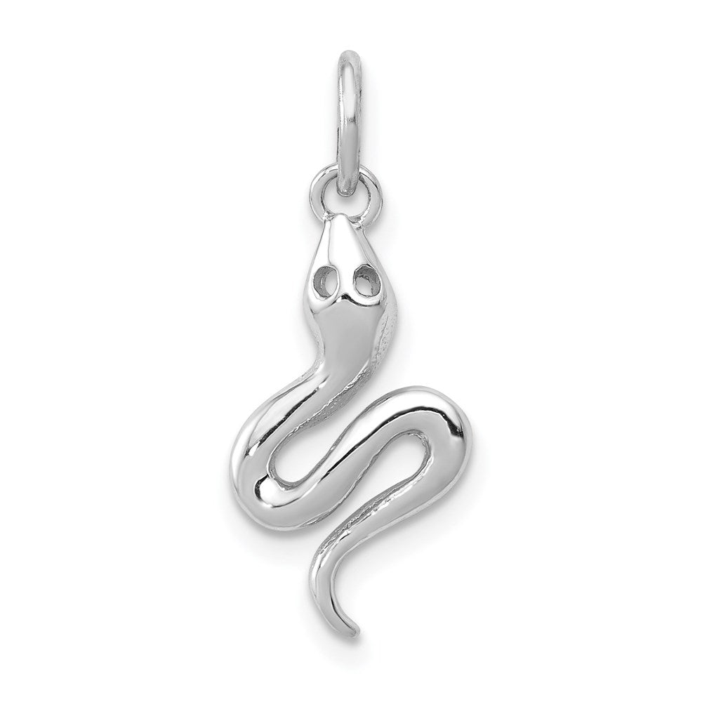 14k White Gold Solid Polished Snake Charm, 21 x 9 mm