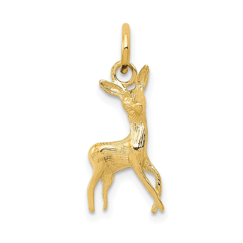 14k Polished Open-Backed Fawn Deer Charm, 21 x 9 mm