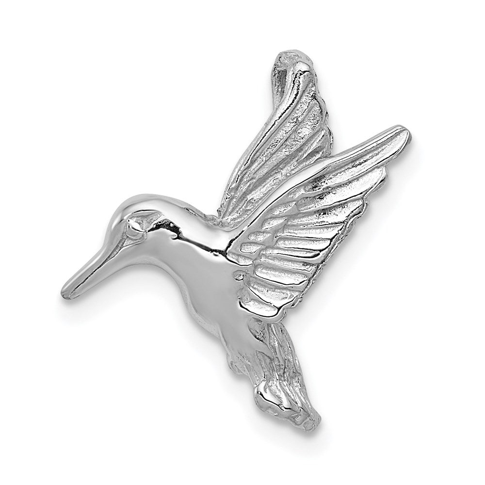 14k White Gold Polished Open-Backed Hummingbird Chain Slide, 19 x 18 mm