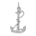 14K White Gold Solid Polished 3-D Anchor with Rope Charm, 26 x 14 mm