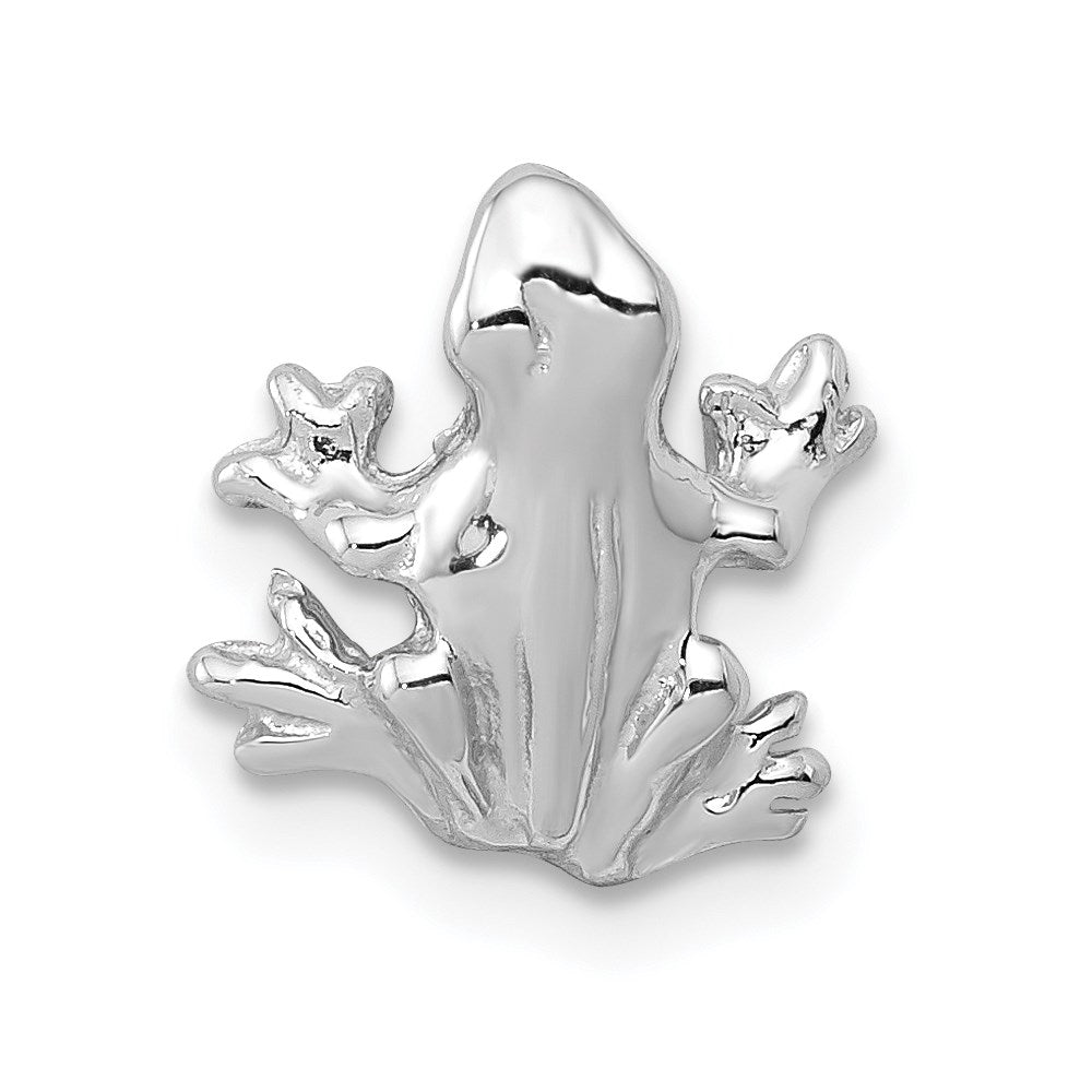 14k White Gold Solid Polished 3-D Frog Charm, 11 x 9 mm