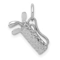 14k White Gold Solid Polished 3-D Golf Bag with Clubs Charm, 15 x 9 mm
