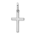 14k White Gold Hollow Cross Pendant, 30 x 13 mm