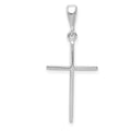 14k White Gold Cross Pendant, 33 x 14 mm
