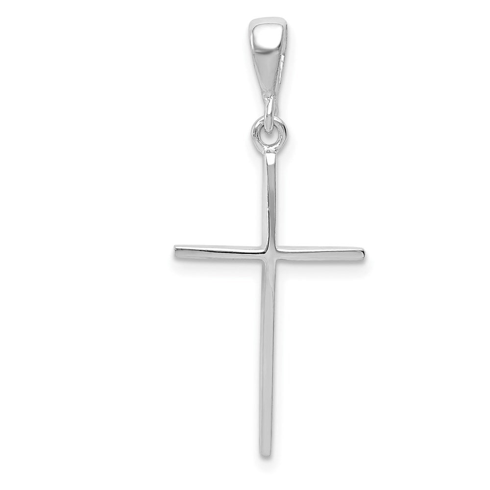 14k White Gold Cross Pendant, 33 x 14 mm