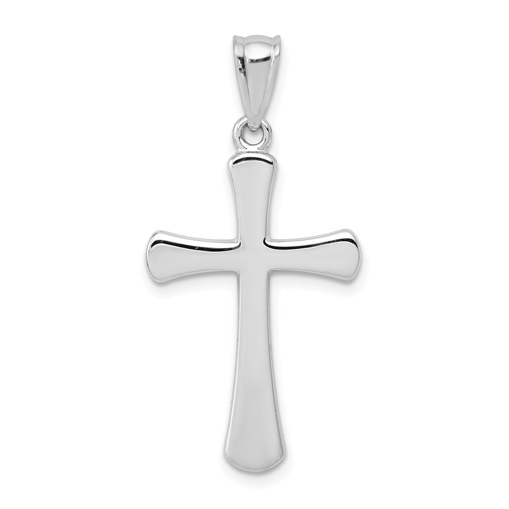 14k White Gold Hollow Cross Pendant, 33 x 16 mm