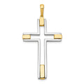 14k Two-tone Fancy Cross Pendant, 50 x 25 mm