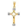14k w/Rhodium Fancy Cross Pendant, 47.5 x 23.5 mm