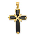 14k Black Enameled Latin Cross Pendant, 38 x 22 mm