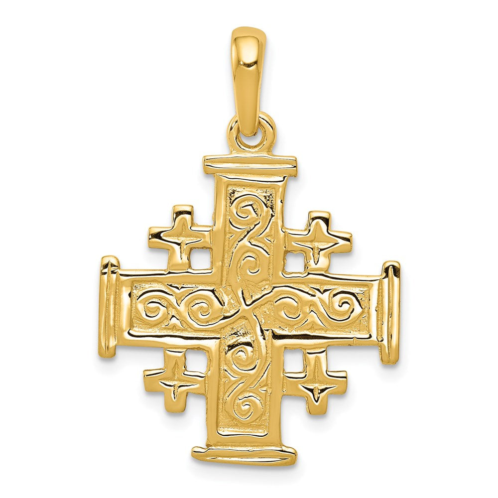 14k Jerusalem Cross Pendant, 32 x 22 mm