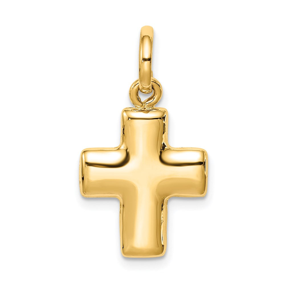 14k Puffed Cross Charm, 25 x 14 mm