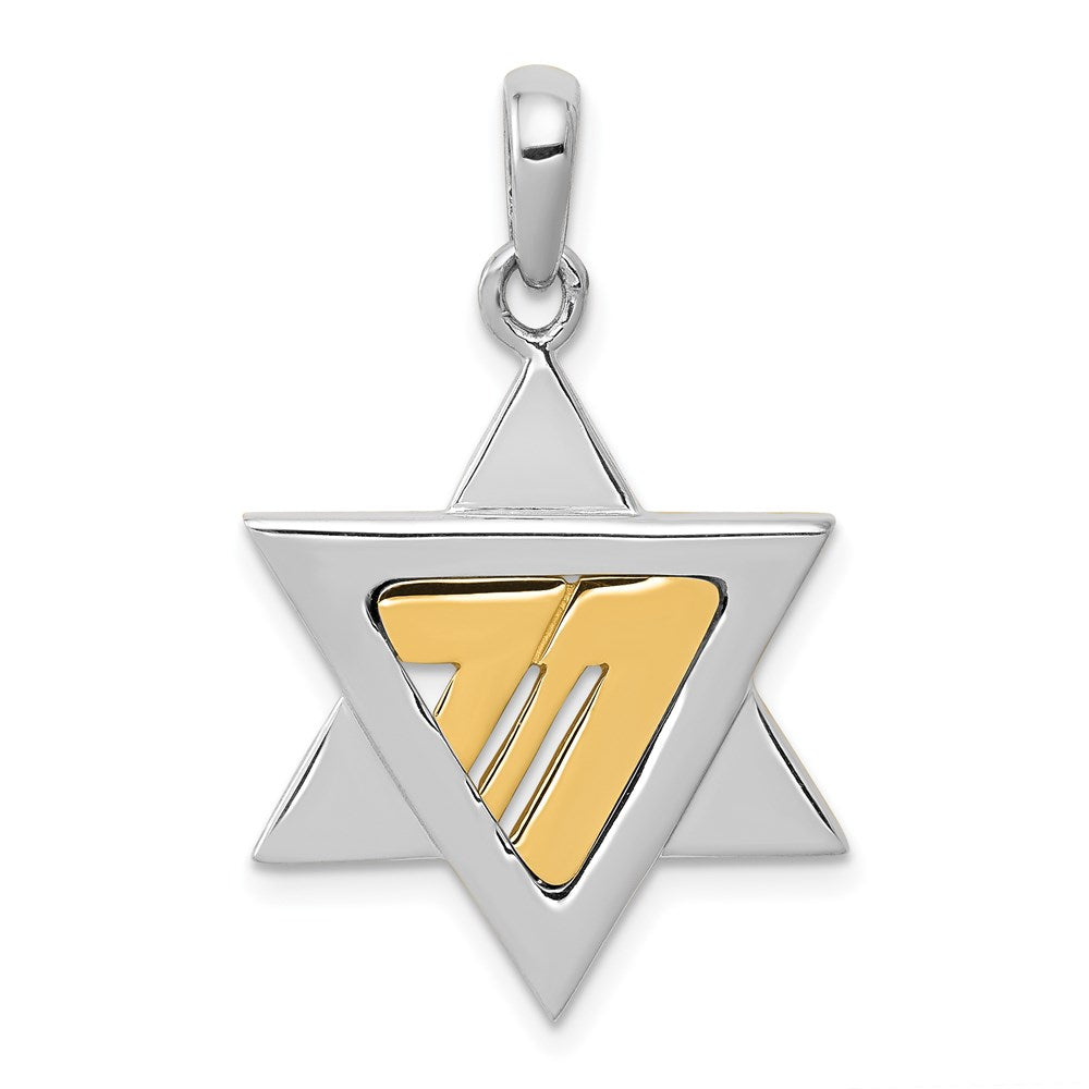 14k Two-tone Star of David Pendant, 31 x 20 mm
