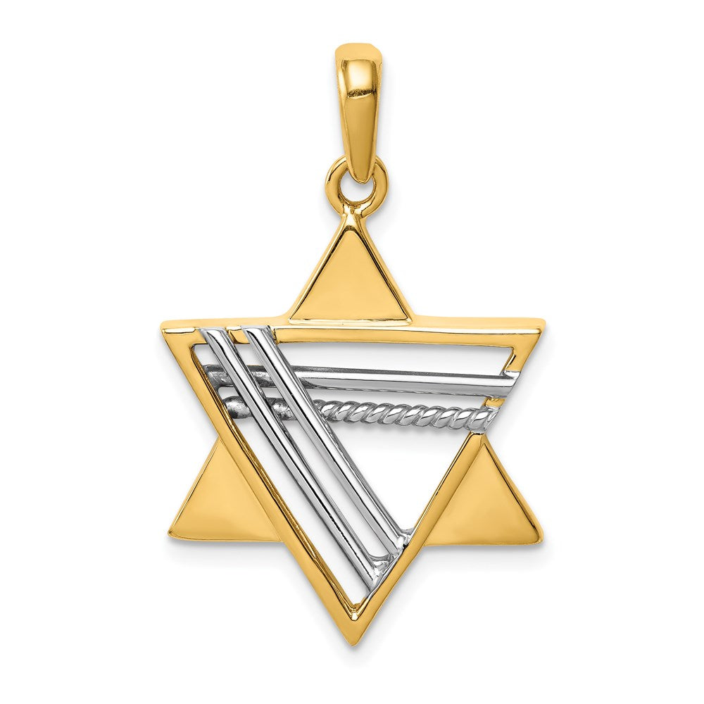 14k Two-tone Star of David Pendant, 34 x 21 mm