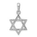 14k White Gold Star Of David Pendant, 26 x 15 mm