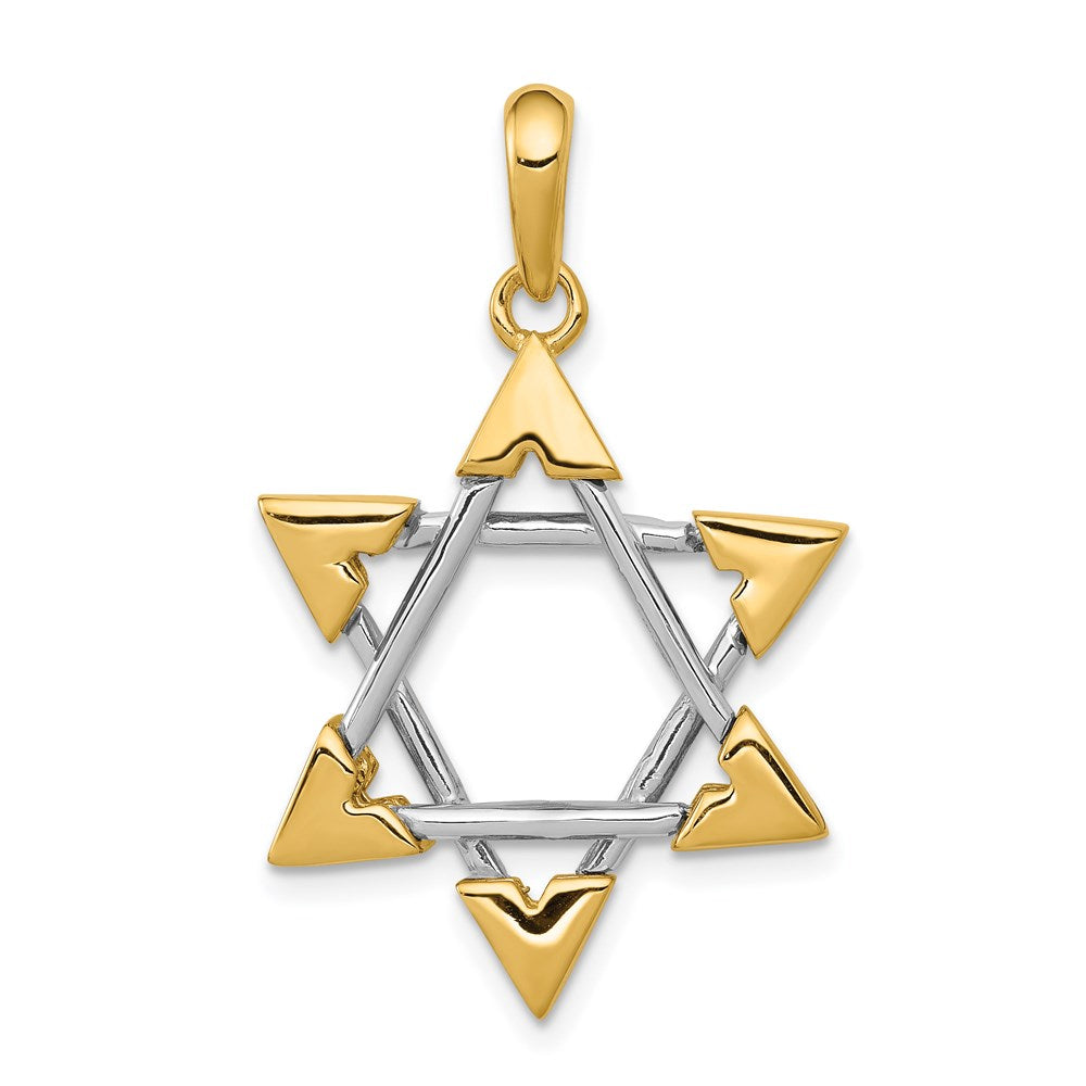 14k Two-tone Star of David Pendant, 33 x 21 mm