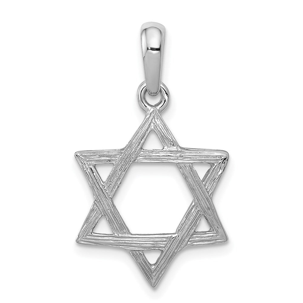 14k White Gold Star Of David Pendant, 24 x 15 mm