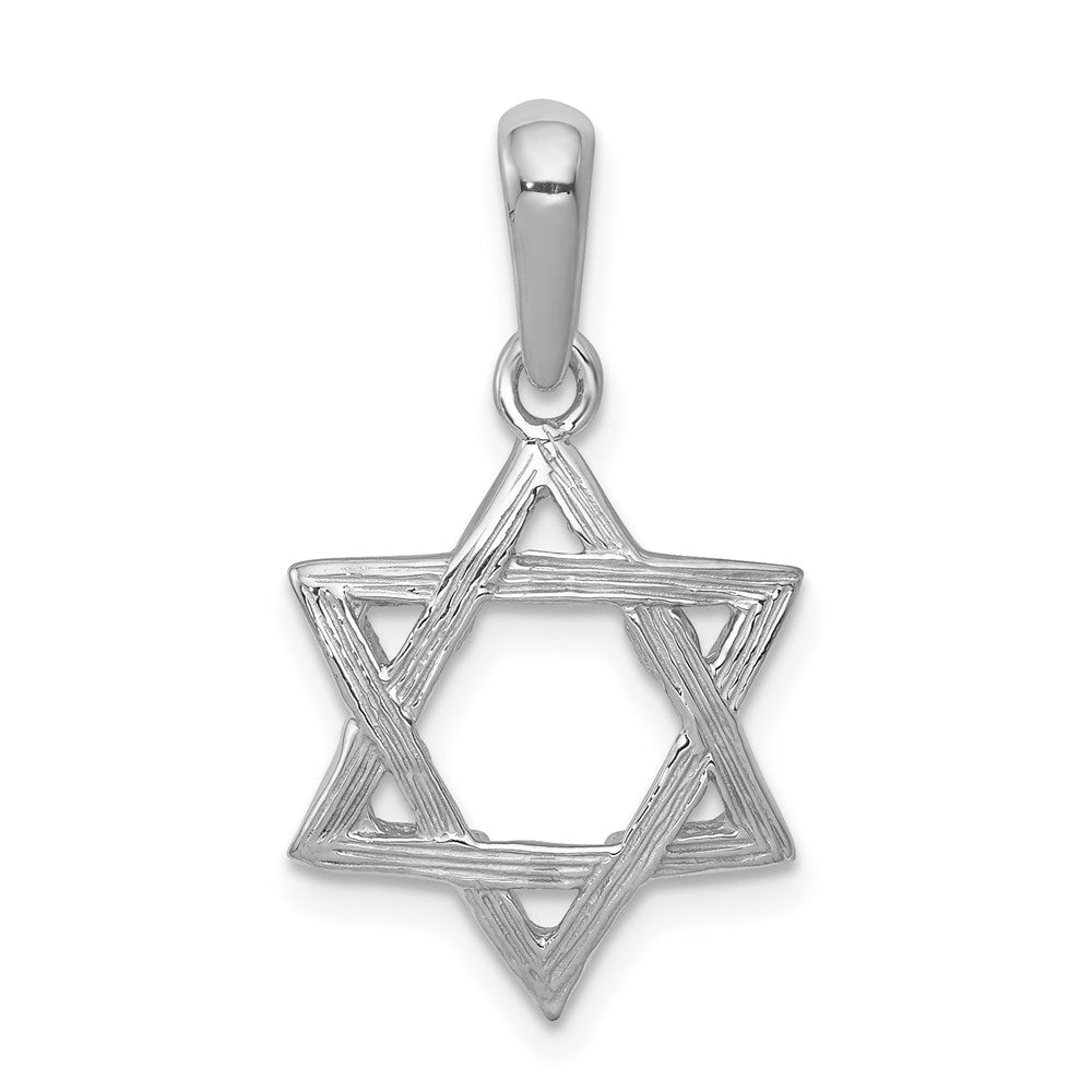 14k White Gold Star Of David Pendant, 25 x 14 mm