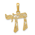 14k Filigree Chai Pendant, 25 x 19 mm