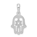 14k White Gold Star of David Chamseh Pendant, 25 x 13 mm