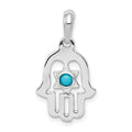 14k White Gold Turquoise Chamseh Pendant, 25 x 13 mm