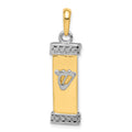 14K Two-Tone 3-D Mezuzah with Shin Pendant, 32 x 9 mm