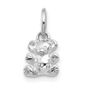 14k White Gold Teddy Bear Charm, 12 x 8 mm