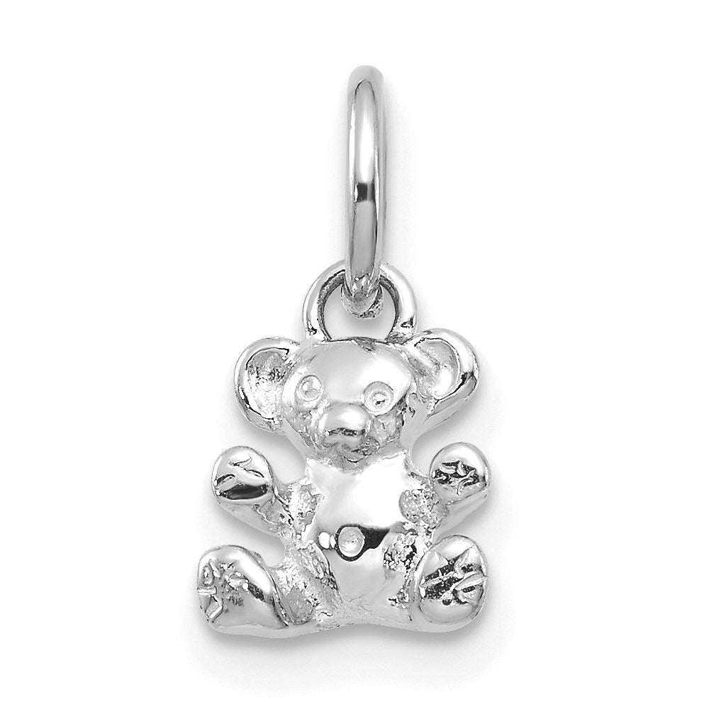 14k White Gold Teddy Bear Charm, 12 x 8 mm