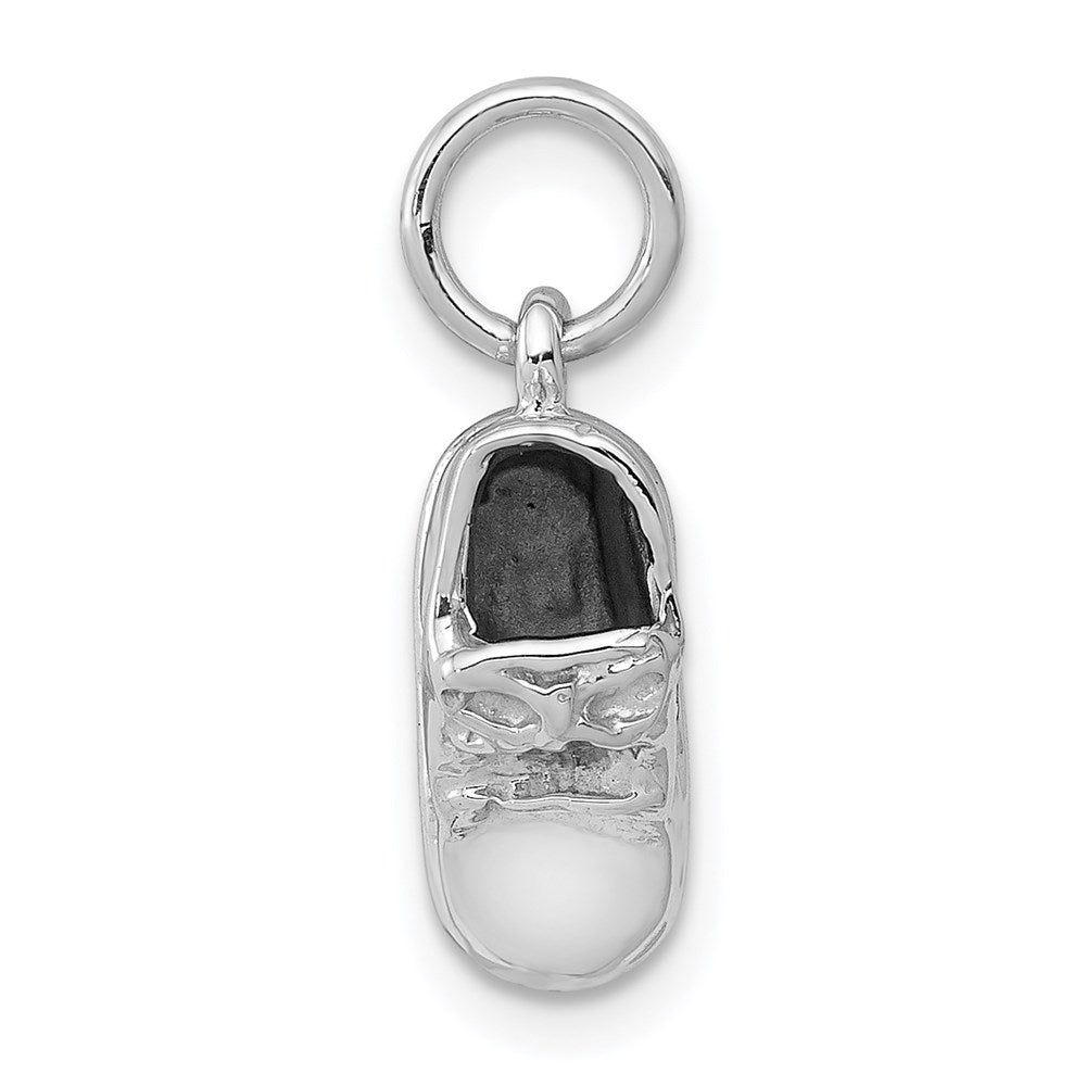 14k  3-D White Gold Baby Shoe Charm, 18 x 7 mm