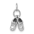 14k White Gold 3-D Moveable Baby Shoes Charm, 16 x 12 mm