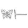 14k White Gold Polished Butterfly Post Earrings, 7 x 9 mm