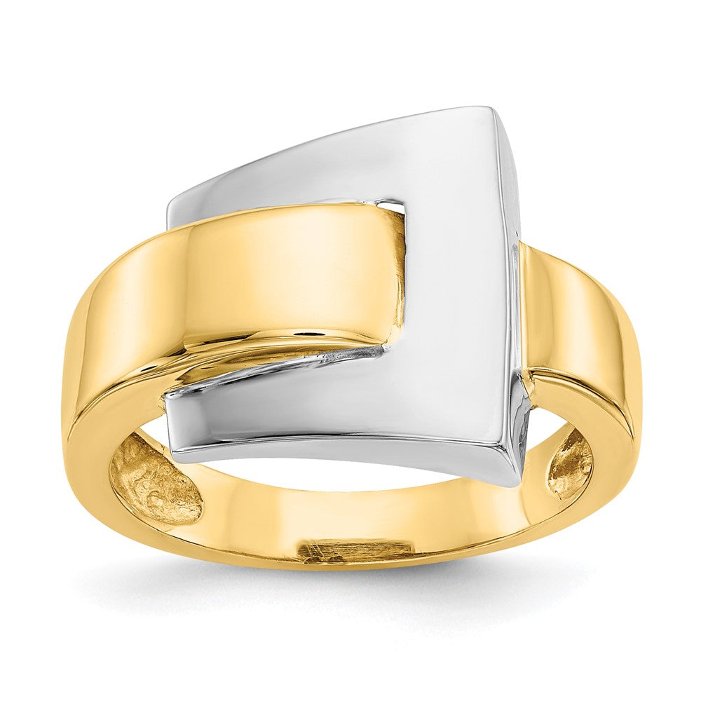 14k Two-tone Polished Buckle Ring, Size 7, 4.89 g