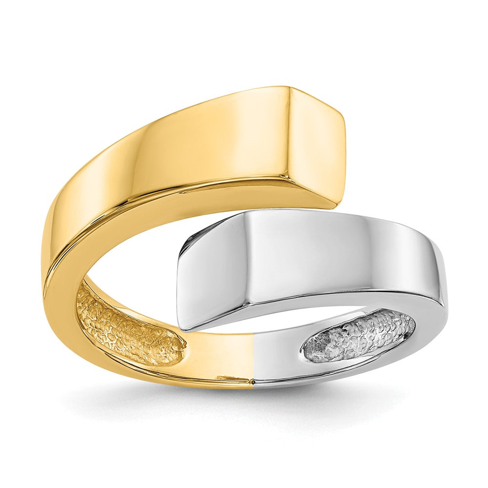 14k Two-tone Square Bypass Ring, Size 7