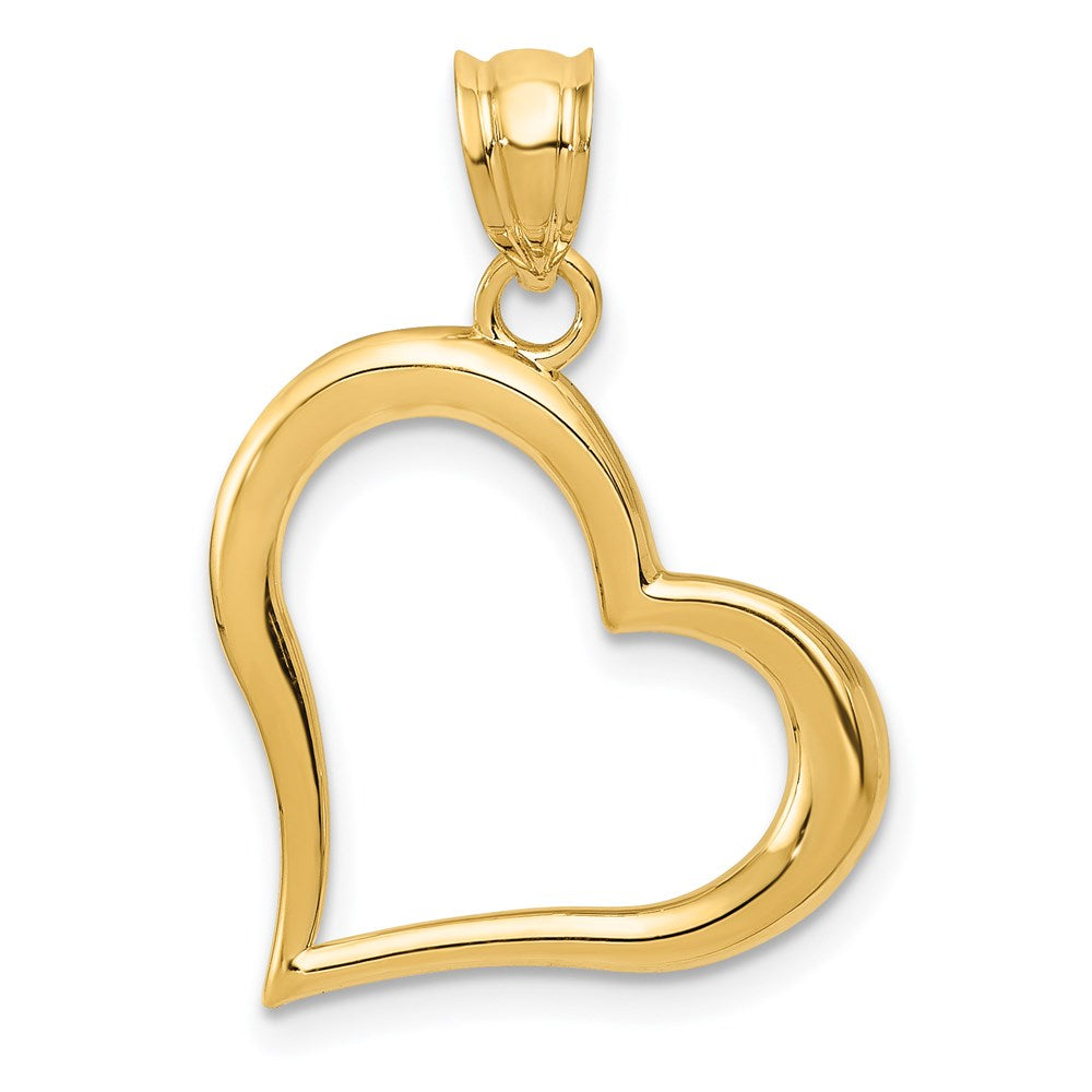 14K Polished Open Dangling Heart Pendant, 25 x 19 mm