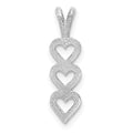 14k White Gold Triple Heart Pendant, 18 x 5 mm