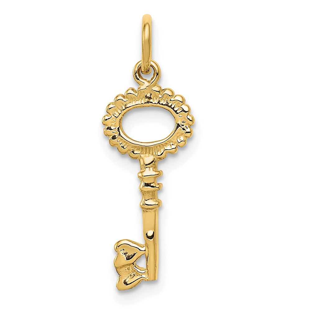 14K Polished Key Charm, 23 x 7 mm