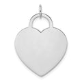 14k White Gold Polished Engravable 22mm Heart Disc Pendant, 35 x 22 mm