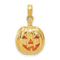 14k Enameled Inside 3-D Cut-Out Jack-o-Lantern Pendant, 20 x 13 mm