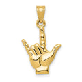14k Polished I Love You Hand/Sign Language Charm, 25 x 15 mm