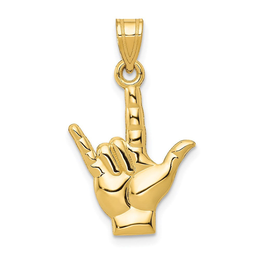 14k Polished I Love You Hand/Sign Language Charm, 25 x 15 mm