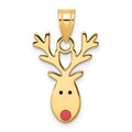 14k Enameled Red-Nosed Reindeer Charm, 20 x 15 mm