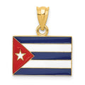 14k Enameled Cuba Flag Pendant, 21 x 18 mm