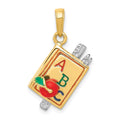 14k Two-tone 3-D Multi-color Enameled ABC School Book Pendant, 23 x 15 mm
