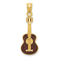 14k Brown Enameled Acoustic Guitar Pendant, 32 x 11 mm