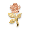14k Two-tone Mini Pink Rose Flower Chain Slide, 17 x 10 mm