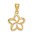 14k Polished Cut-out Plumeria Pendant, 22 x 14 mm