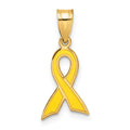 14k Small Yellow Enameled Awareness Ribbon Charm, 21 x 10 mm