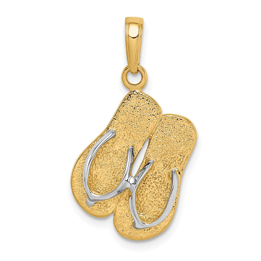 14K and White Rhodium Double Flip-Flop Pendant, 25 x 17 mm