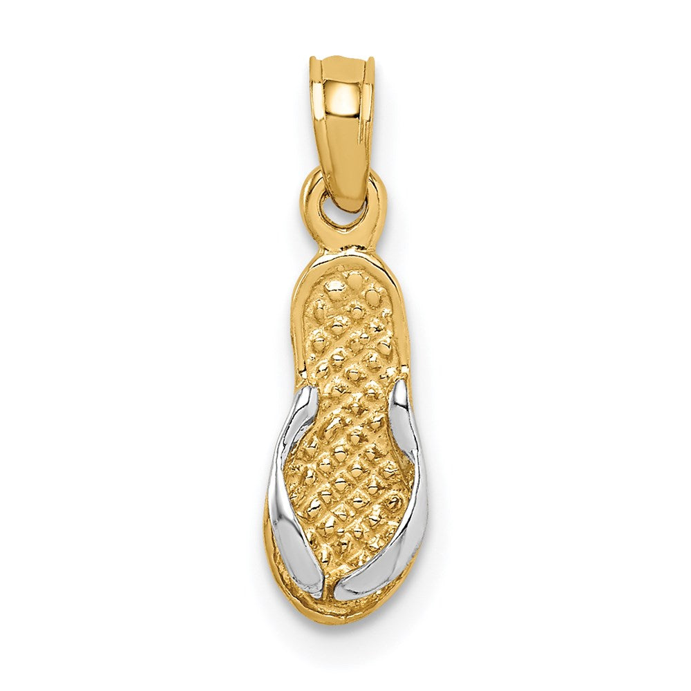 14k and White Rhodium 3-D Single Flip-Flop Pendant, 20 x 5 mm